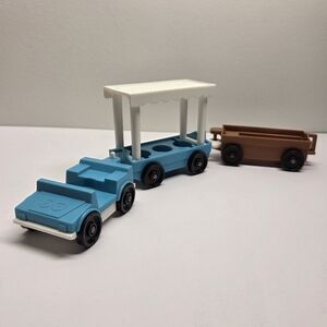 Vintage Fisher Price Little People Zoo #916 Train Trolley Cars Blue Brown 1984